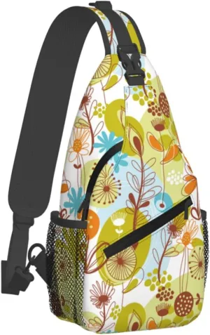 pink flower Chest Bags Crossbody Sling Bag Shoulder Bag Travel Hiking Daypack For Men Women