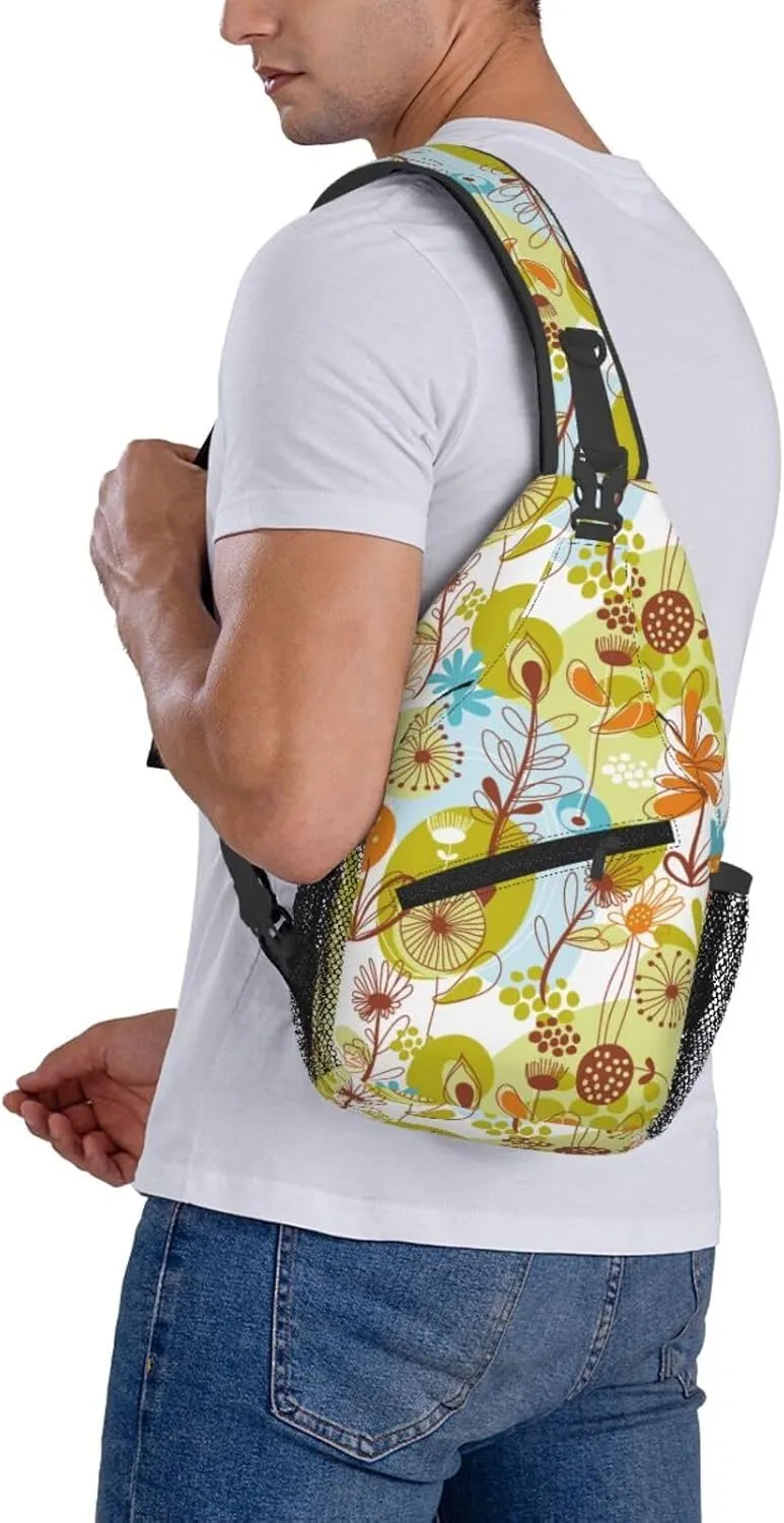pink flower Chest Bags Crossbody Sling Bag Shoulder Bag Travel Hiking Daypack For Men Women