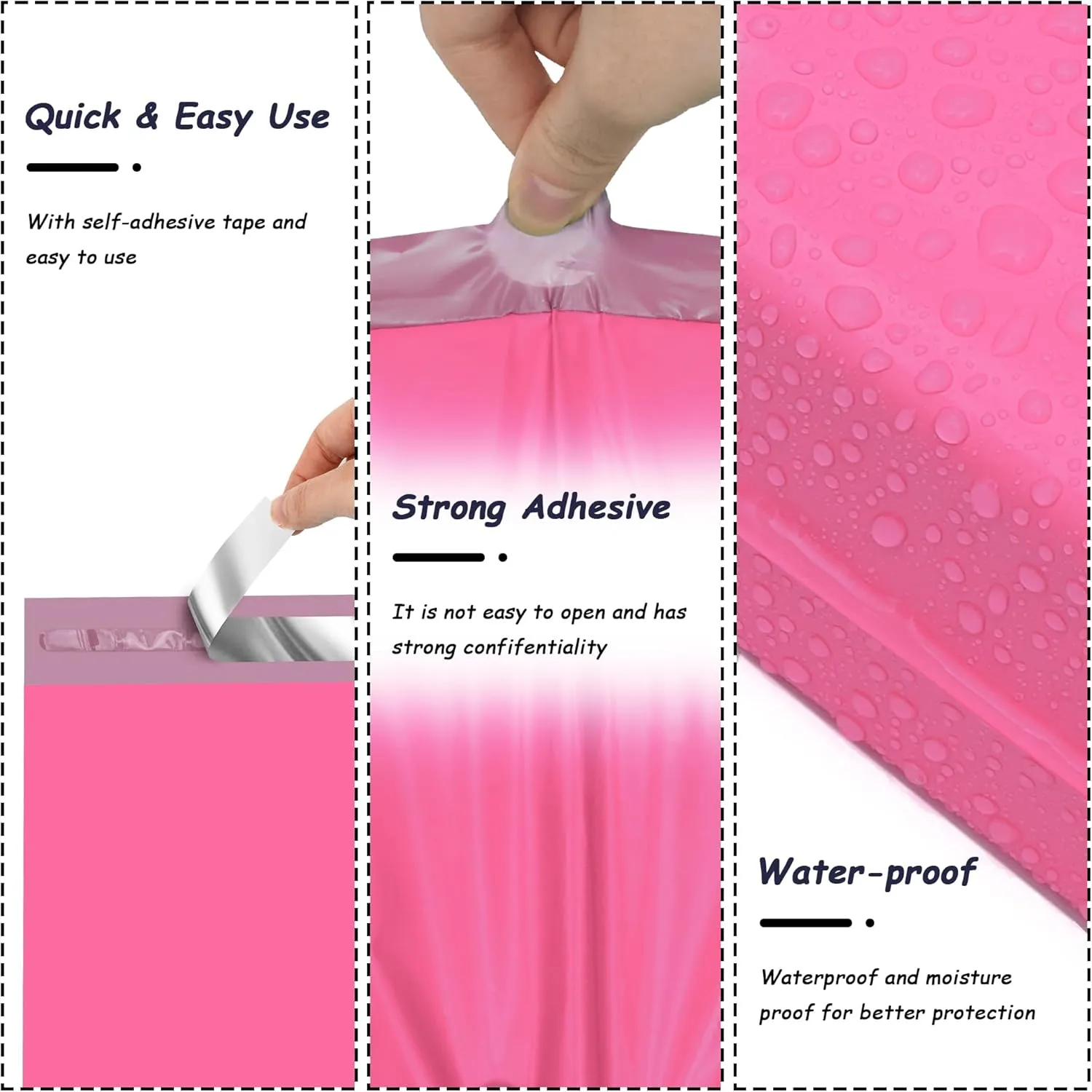 Pink Poly Mailers 12x15.5 Inch 50 Pcs, Strong Adhesive Shipping Bags for Clothing, Self-Sealing and Waterproof Mailing Envelopes, Privacy Protected Mailer Bags for Small Business