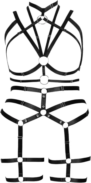 Plus Size Woman Lingerie Garter Belt Set Cage Body Breast Harness Strappy Club Party Rave EDC Punk Goth Clothing
