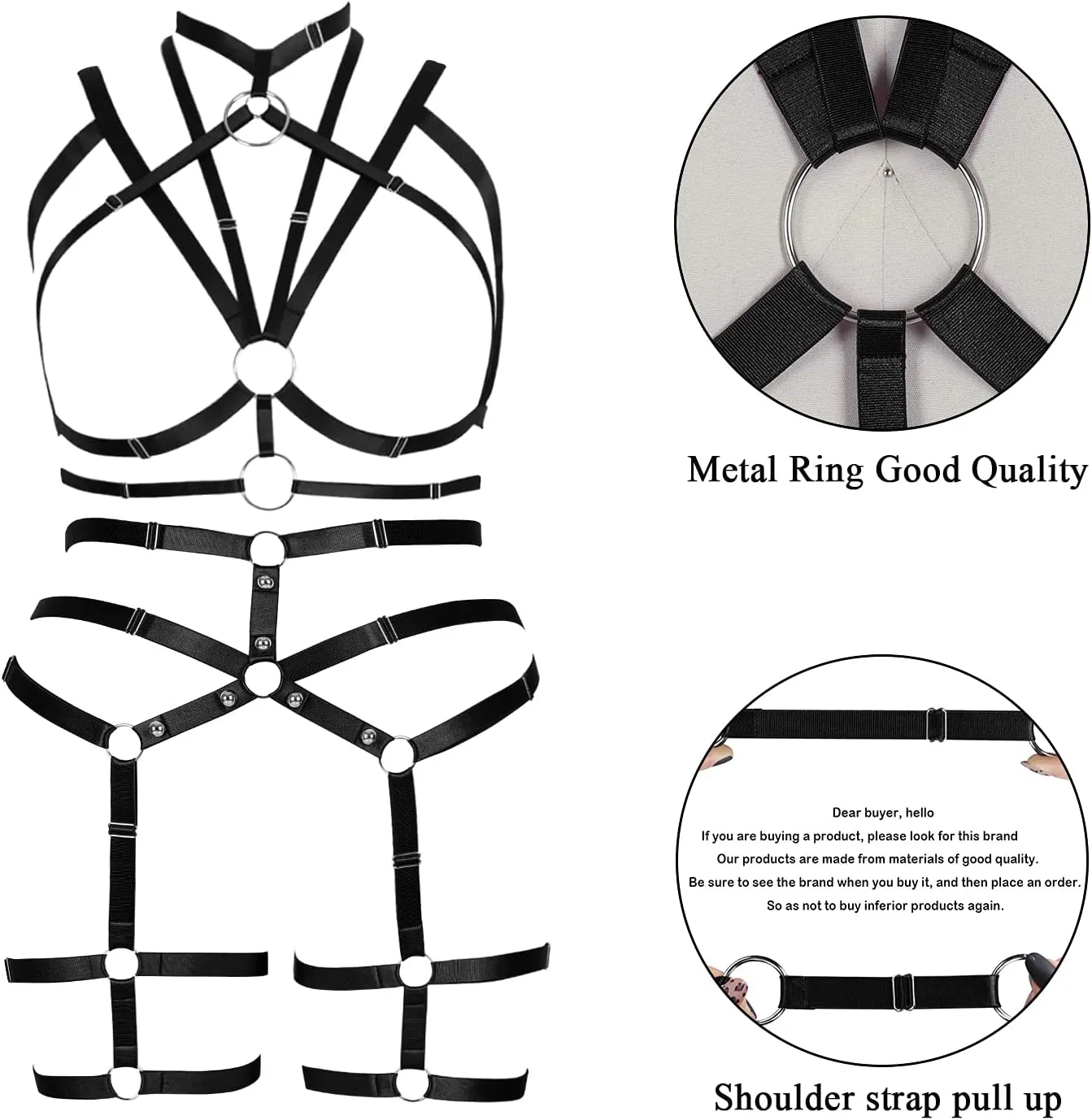 Plus Size Woman Lingerie Garter Belt Set Cage Body Breast Harness Strappy Club Party Rave EDC Punk Goth Clothing