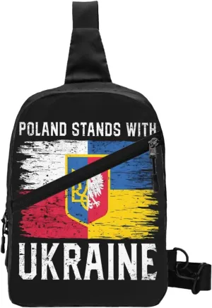 Poland Polish Ukrainian Flag Portable Crossbody Bag Foldable Sling Bags Sports Gym Chest Daypack Reusable Shoulder Backpack Casual Diagonally Rucksack Fanny Packs