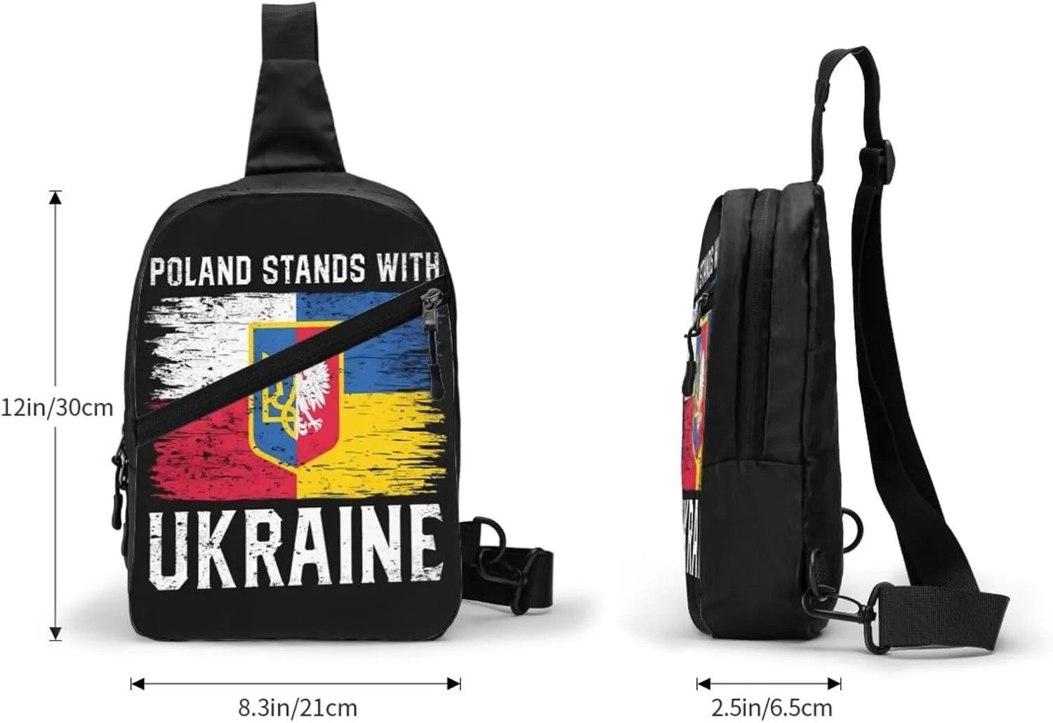 Poland Polish Ukrainian Flag Portable Crossbody Bag Foldable Sling Bags Sports Gym Chest Daypack Reusable Shoulder Backpack Casual Diagonally Rucksack Fanny Packs