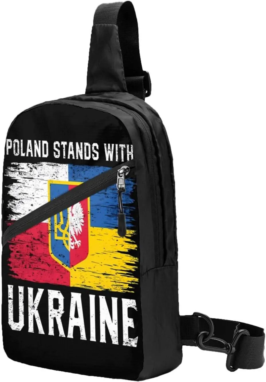 Poland Polish Ukrainian Flag Portable Crossbody Bag Foldable Sling Bags Sports Gym Chest Daypack Reusable Shoulder Backpack Casual Diagonally Rucksack Fanny Packs