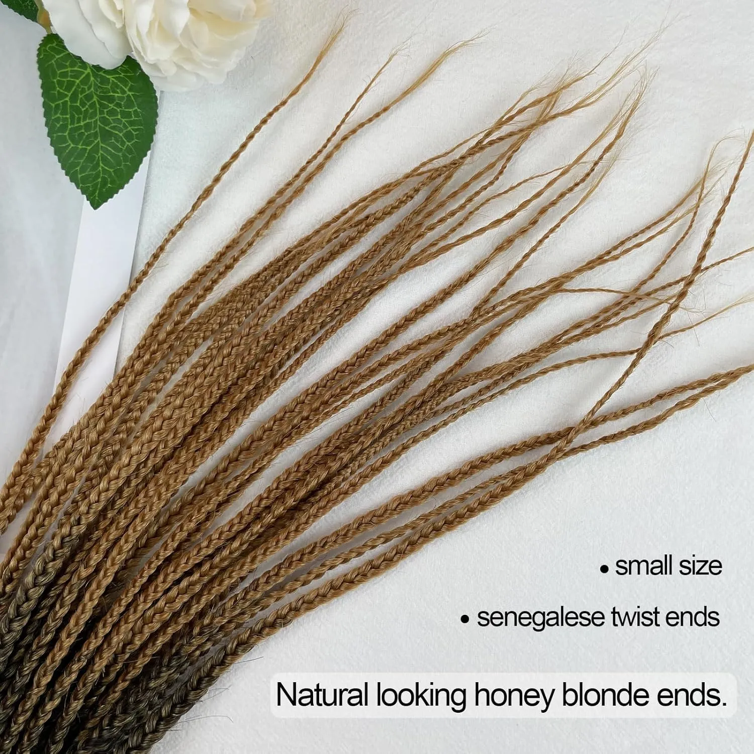 Pre Looped Crochet Box Braids 24 Inch T27 Ombre Honey Blonde Box Braid Crochet Hair 1/3 Inch Wide 1B/27 Small Prelooped Crochet Braids Hair for Black Women(T27, 24 inch 6 pack)
