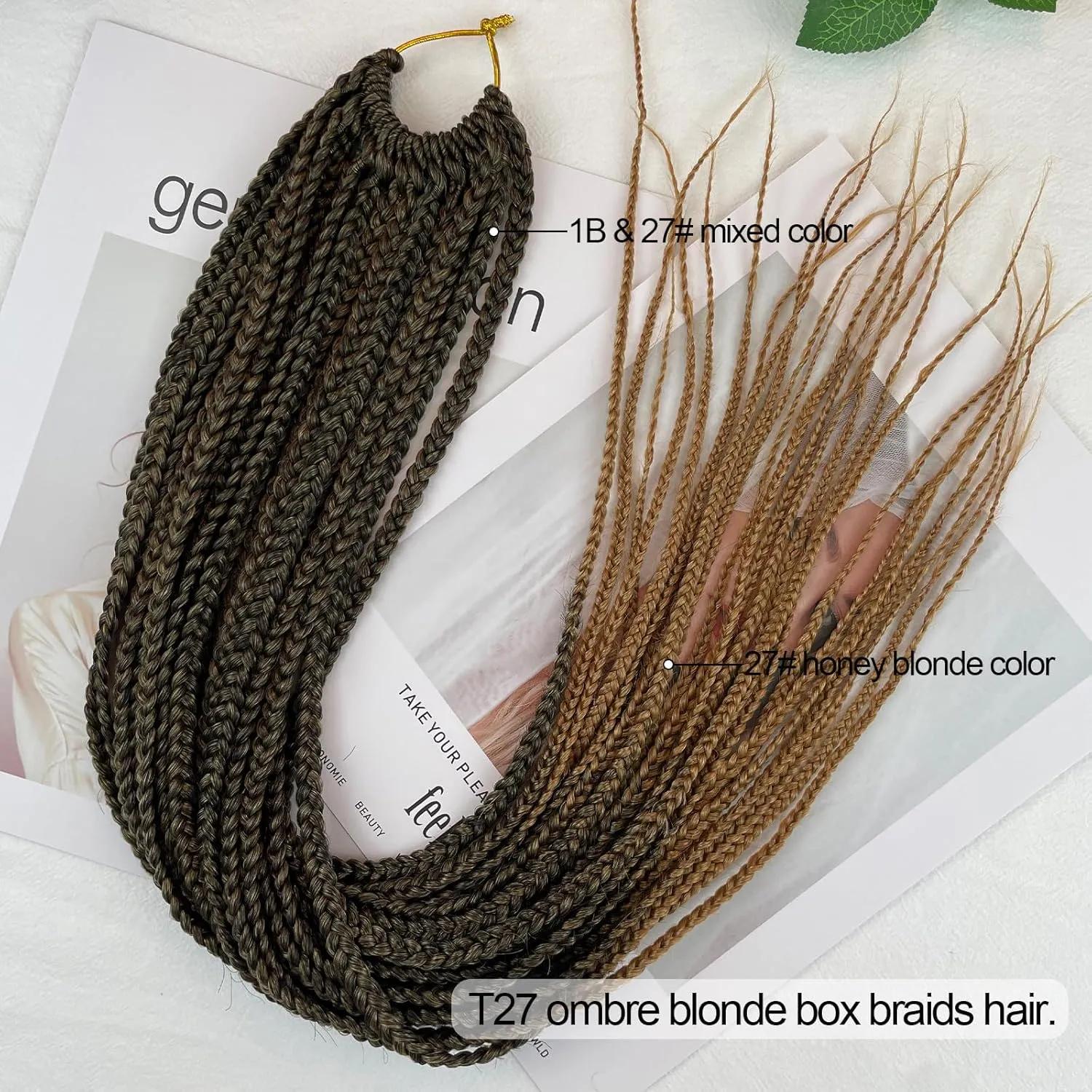 Pre Looped Crochet Box Braids 24 Inch T27 Ombre Honey Blonde Box Braid Crochet Hair 1/3 Inch Wide 1B/27 Small Prelooped Crochet Braids Hair for Black Women(T27, 24 inch 6 pack)