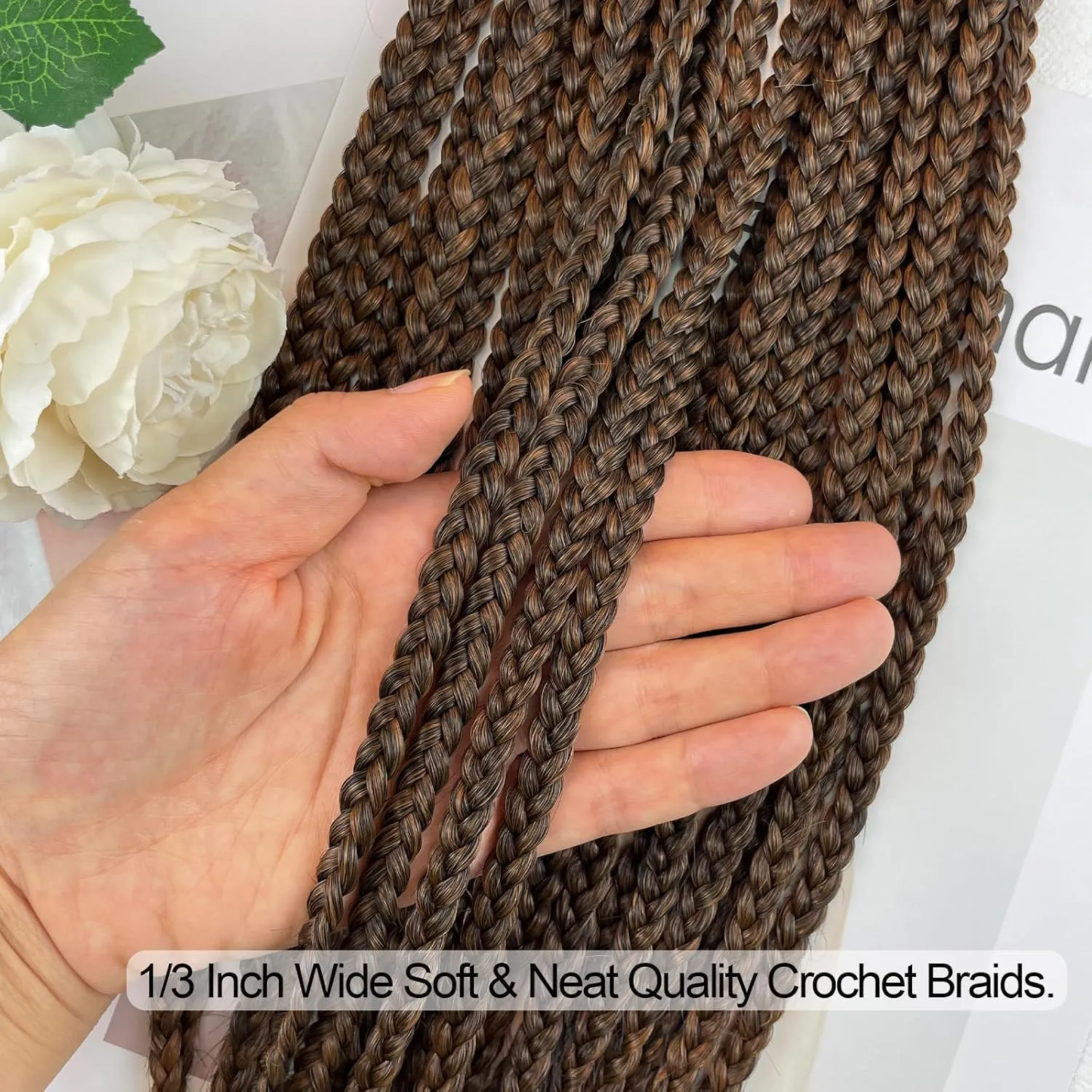 Pre Looped Crochet Box Braids 24 Inch T27 Ombre Honey Blonde Box Braid Crochet Hair 1/3 Inch Wide 1B/27 Small Prelooped Crochet Braids Hair for Black Women(T27, 24 inch 6 pack)