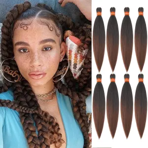 Pre-stretched Braiding Hair,Silky Braid Hair Extensions, Itch Free Crochet Twist Hair Braids, Yaki Texture Original Braiding Hair Pre Stretched(20''-8 packs, 1b30)