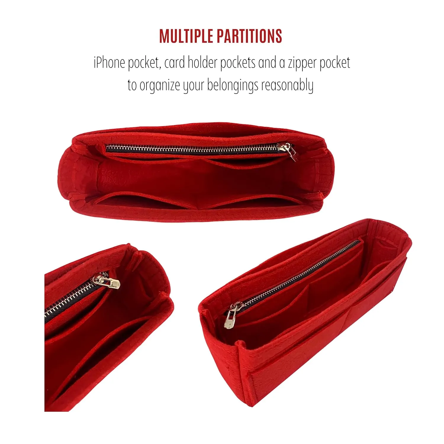 Premium Purse Organizer for Diane Bag Organizer, fits Lv Diane Bag Insert, Handmade 2mm Felt Double Layered Base with Tapered Shape, Snug Sturdy Gold Zipper (For Diane Bag, Geyser Blue)