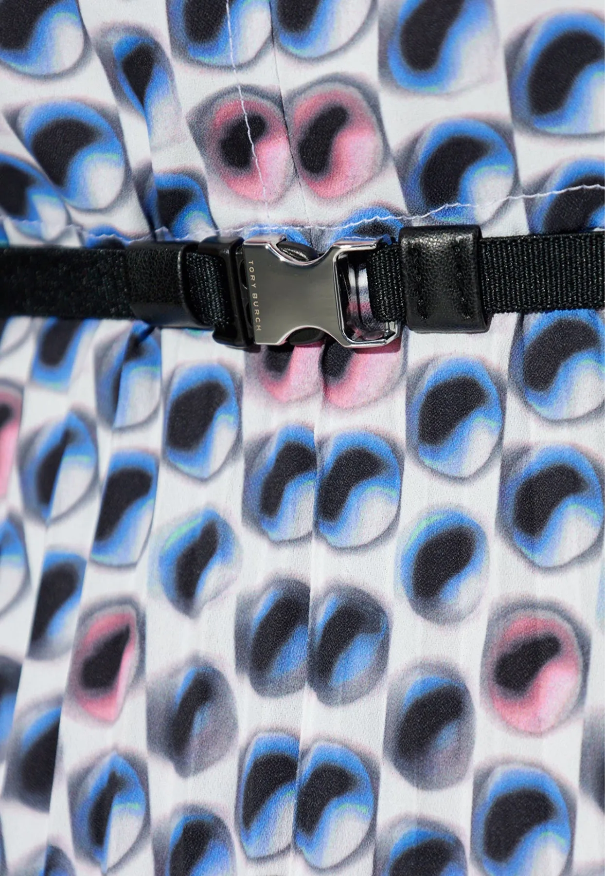 Printed Twill Crewneck Midi Dress