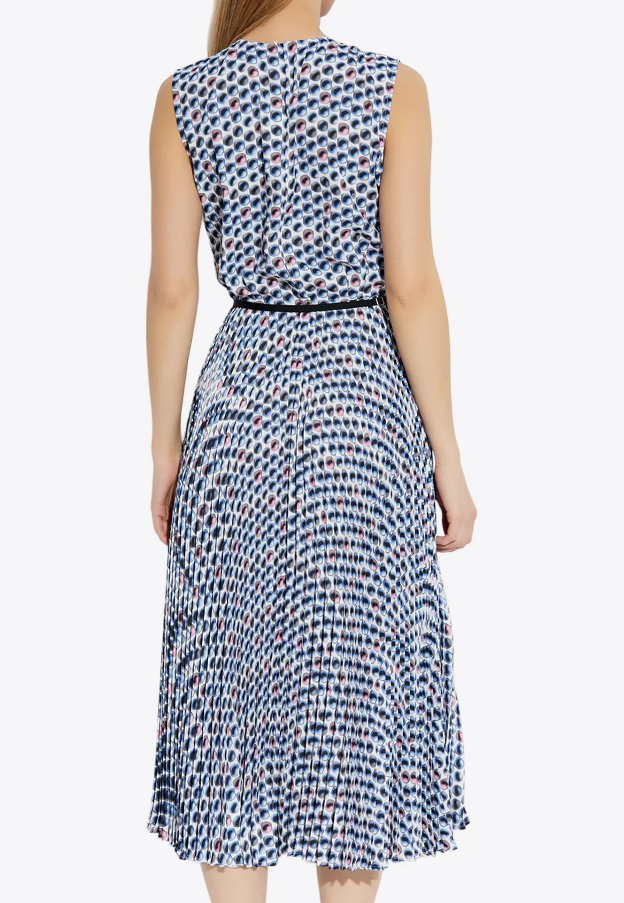 Printed Twill Crewneck Midi Dress