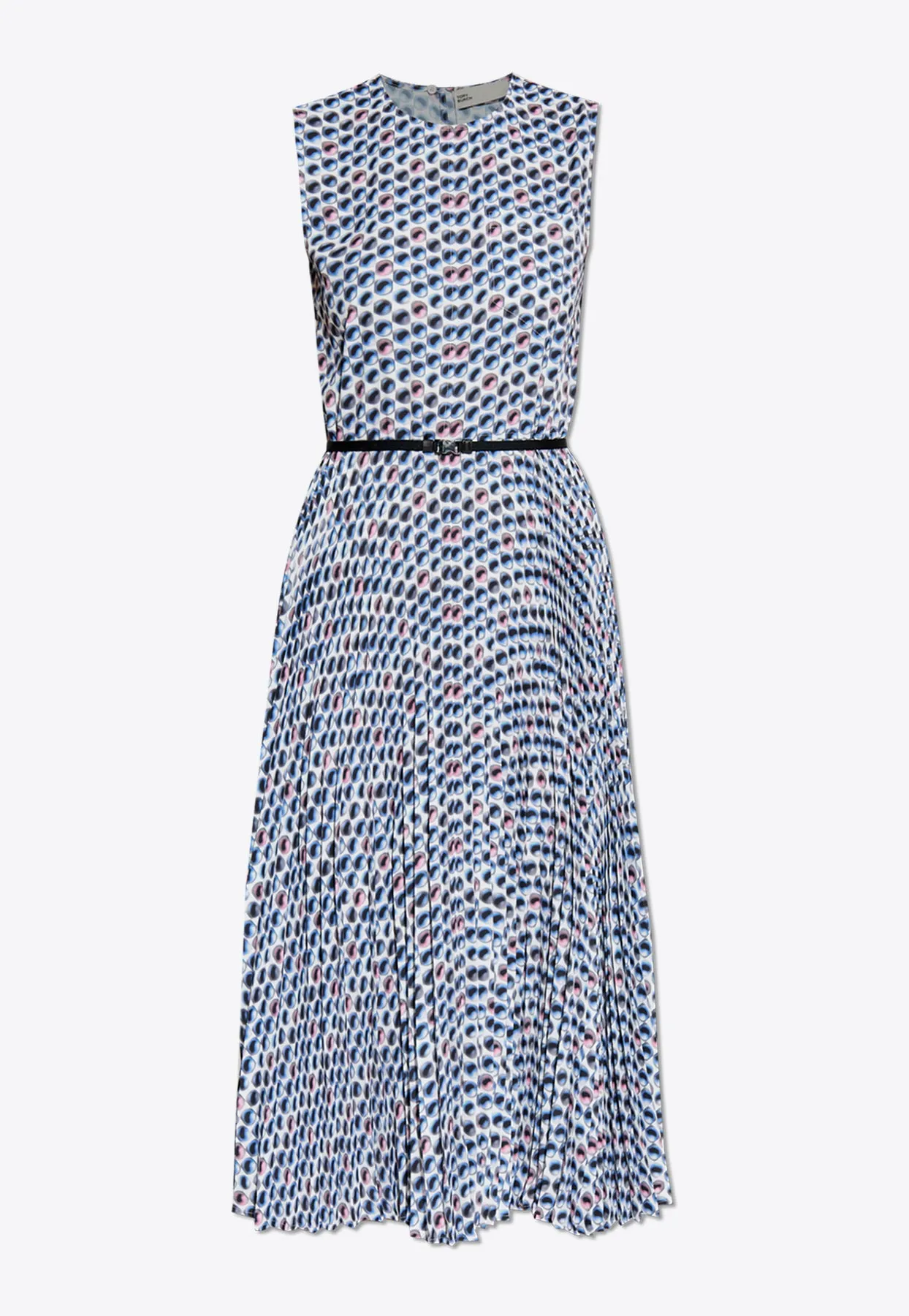 Printed Twill Crewneck Midi Dress