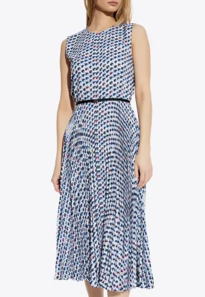 Printed Twill Crewneck Midi Dress