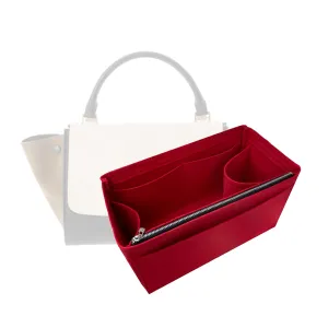 Purse Organizer for Celine Trapeze Bag Organizer, Small Trapeze Organizer, Large Trapeze Insert, Handmade 2mm Thick Felt Gold Zipper (For Medium Trapeze, Tea)