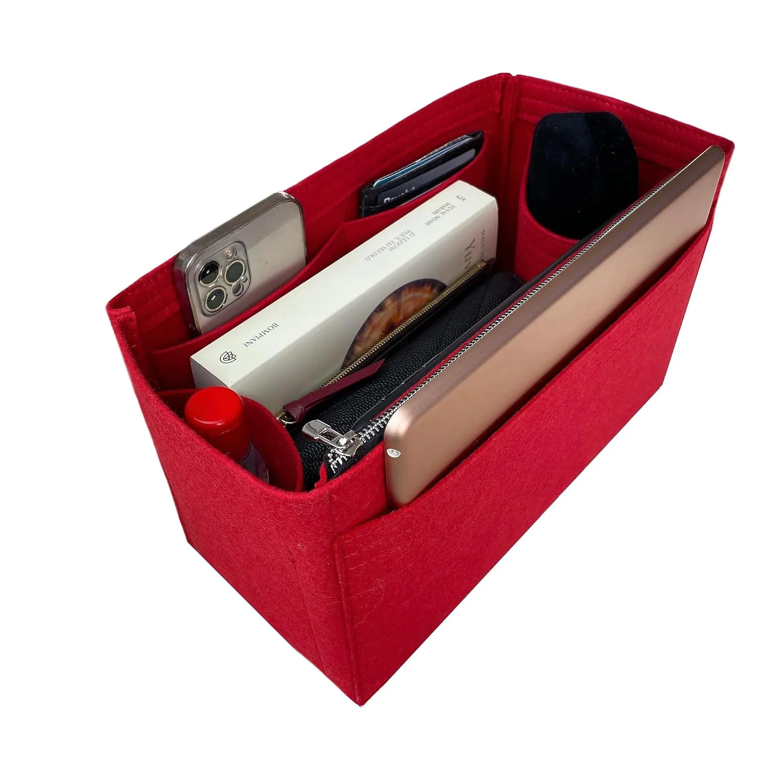 Purse Organizer for Grand Palais Lv Bag Insert, LV Palais Petit Organizer, Grand Palais Organizer, Handmade 2mm Premium Felt Snug Sturdy Gold Zipper (For Petit Palais, Sienna)