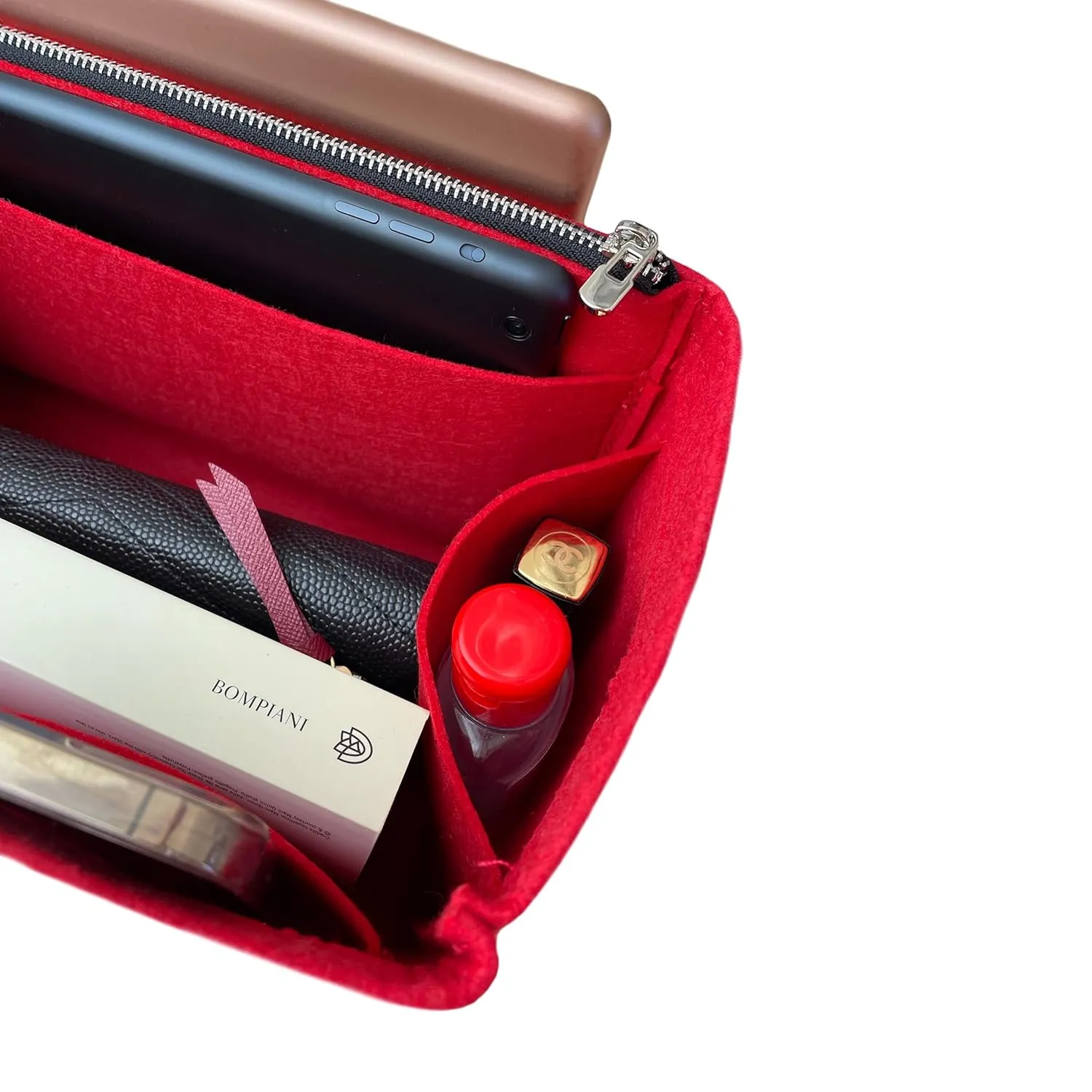 Purse Organizer for Grand Palais Lv Bag Insert, LV Palais Petit Organizer, Grand Palais Organizer, Handmade 2mm Premium Felt Snug Sturdy Gold Zipper (For Petit Palais, Sienna)