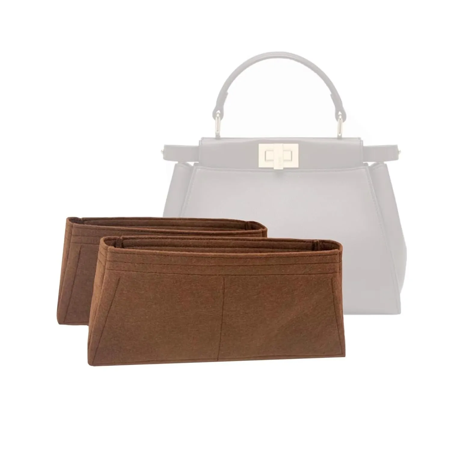 Purse Organizer for Peekaboo Bag Insert, Peekaboo Bag Organizer, Iconic Essentially Peekaboo Medium Insert, 2mm Felt Snug Sturdy Set of 2 (For Large Peekaboo Essentially, Geyser Blue)