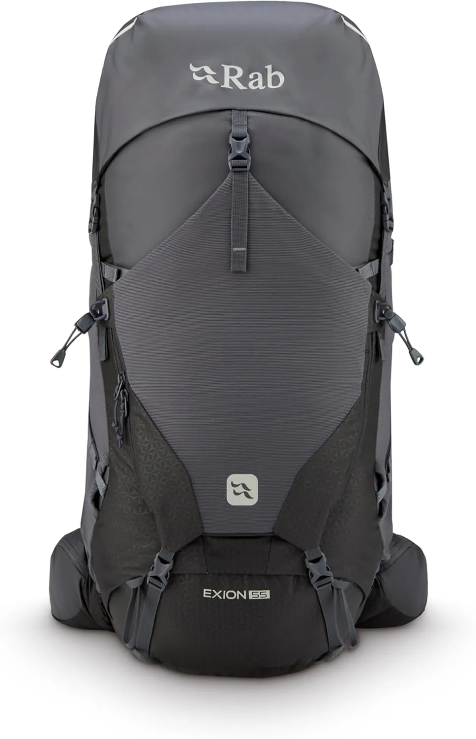 Rab Exion Backpack Comfortable Pack for Hiking, Trekking, & Backpacking - Anthracite/Graphene - 55-Liter (Back Length - Large/X-Large)
