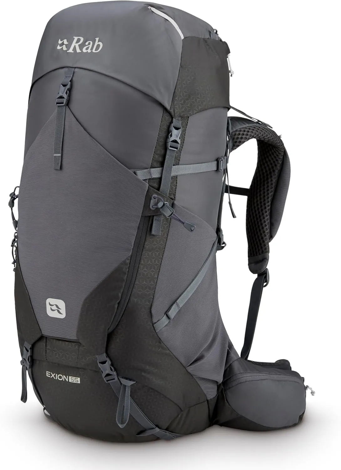 Rab Exion Backpack Comfortable Pack for Hiking, Trekking, & Backpacking - Anthracite/Graphene - 55-Liter (Back Length - Large/X-Large)