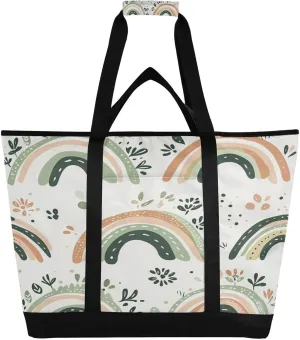 Rainbow Reusable Insulated Lunchbox Cooler Bag, Leakproof Kitchen Grocery Bag Collapsible Portable Cooler Tote Bag for Picnic, Camping, Office, Travel