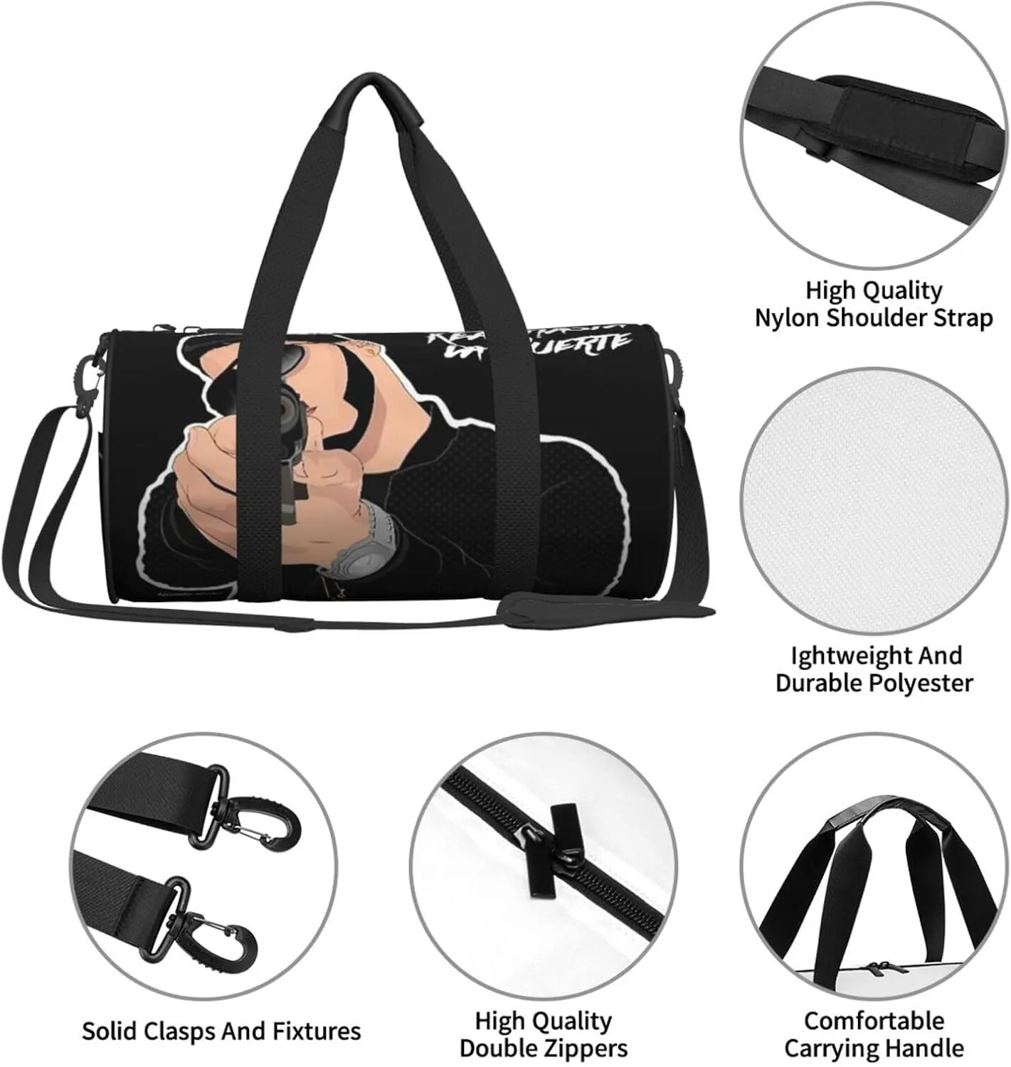 Real Hasta La Muerte Duffel Bag Large Capacity Portable Round Travel bag,Travel Sports Bag for Men and Women One Size