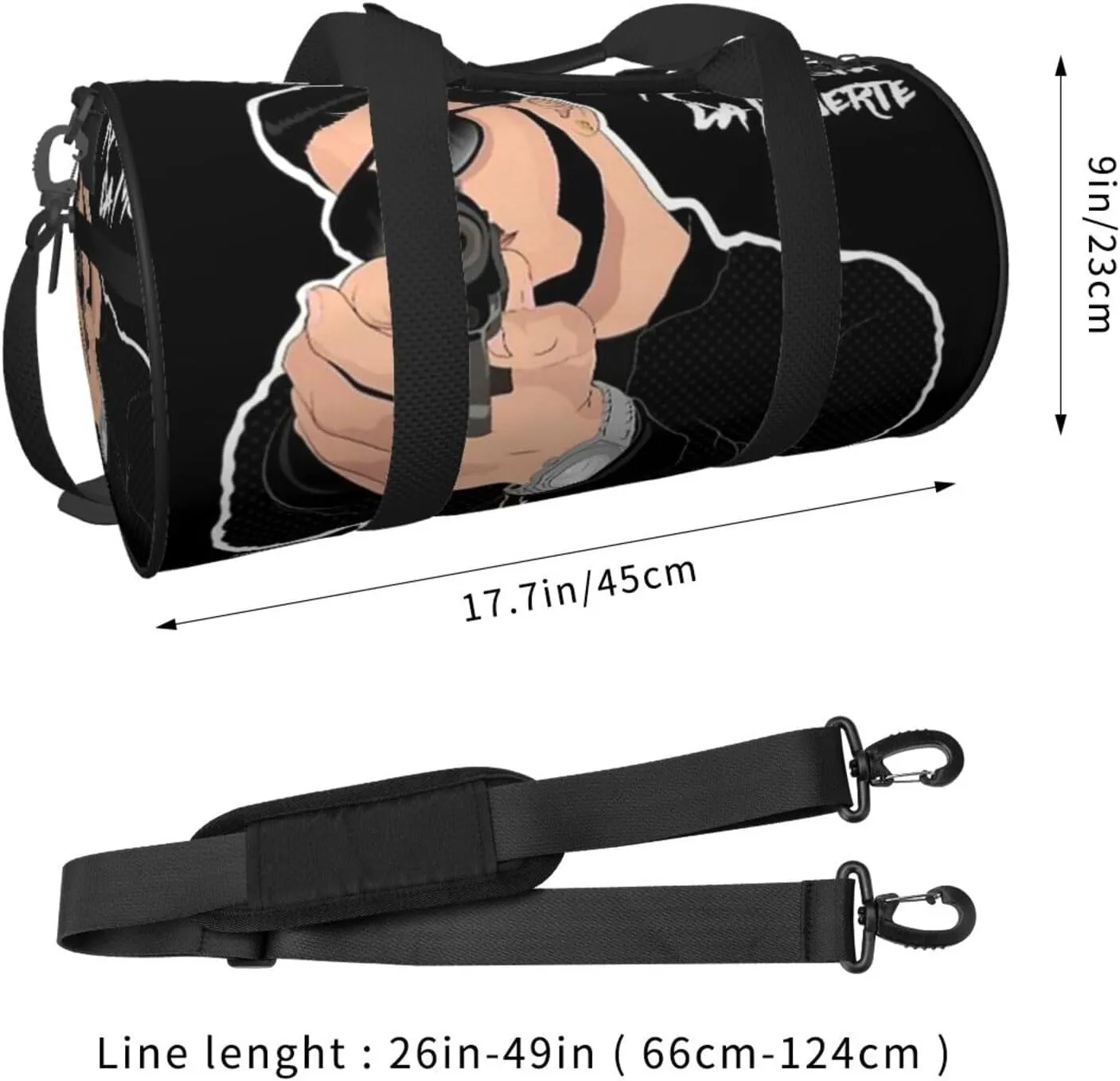 Real Hasta La Muerte Duffel Bag Large Capacity Portable Round Travel bag,Travel Sports Bag for Men and Women One Size