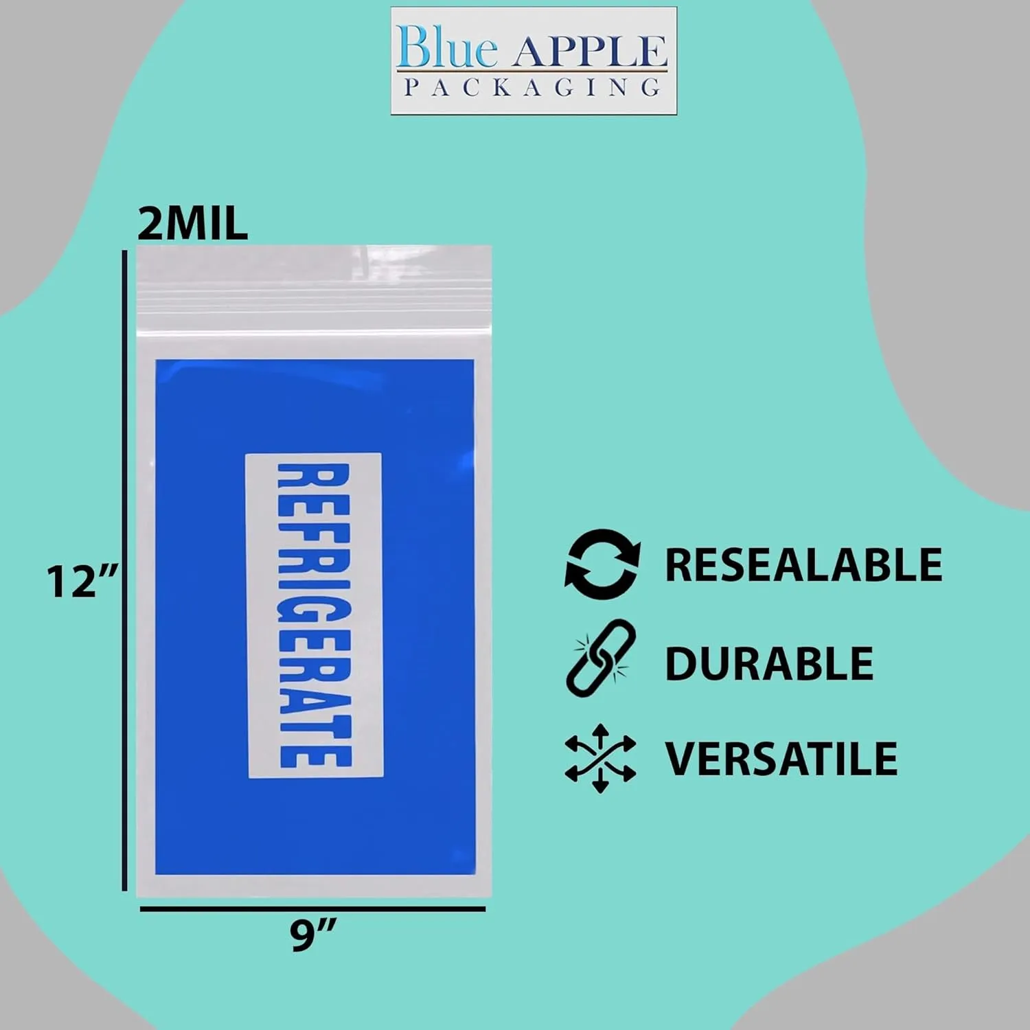 Reclosable Refrigerate Bag | 9x12 & (100 Bags) 2Mil Low-Density Polyethylene (LDPE) Zipper Bags, Leak-Proof Storage for Medications, Perfect for Pharmacy Products