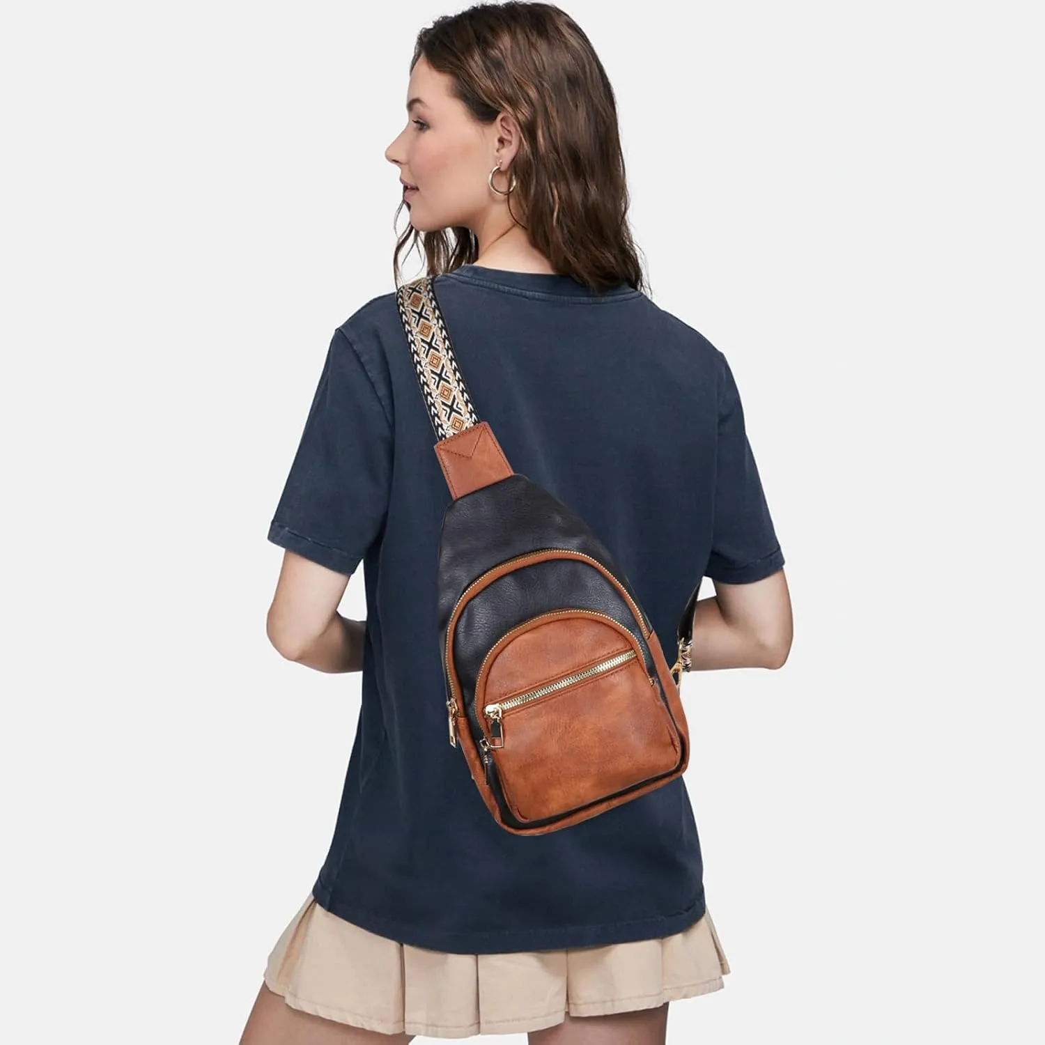 Relang Sling Bag for Women Crossbody, Leather Cross Body Fanny Packs for Women, Trendy Chest Bag for Travel and Daily Use