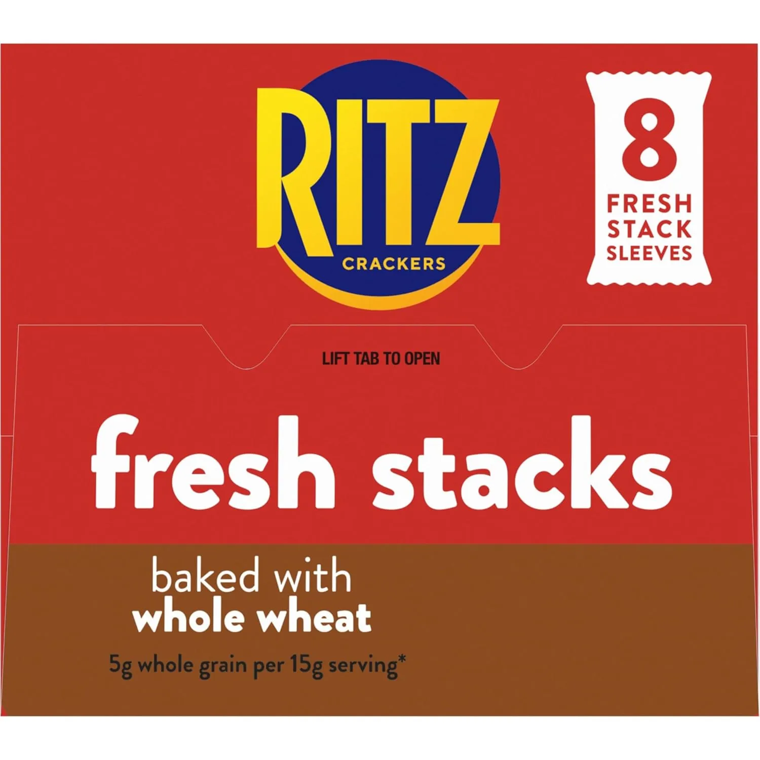 RITZ Fresh Stacks Whole Wheat Crackers, Bulk Travel Snacks, 6 Boxes (48 Multi Snack Packs)