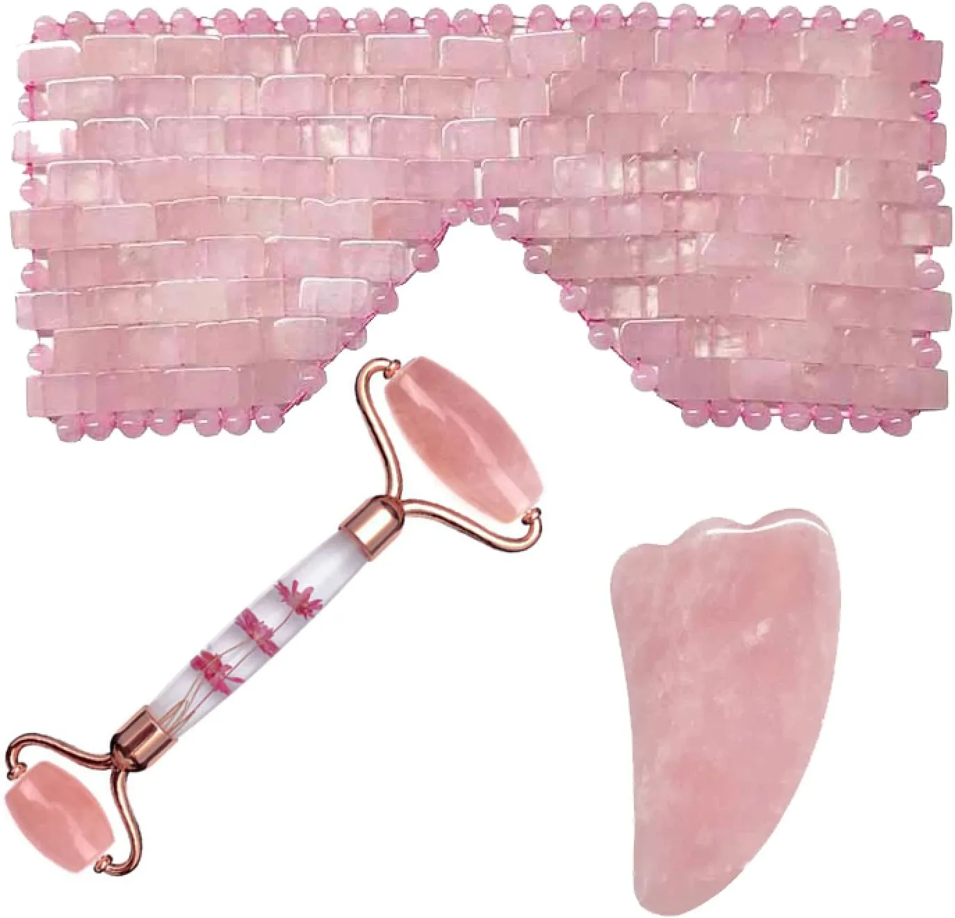 Rose Quartz Eye Sleep Mask Facial Massager Jade Roller Gua Sha Scraper Eyes Relax Fade Dark Circles Skin Care Beauty Tools Gifts,Type C