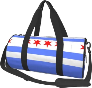 Round Duffle Bag Chicago Flag Style Unisex Travel Bag Duffle Bag