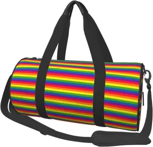 Round Duffle Bag LGBT Rainbow Stripe Unisex Travel Bag Duffle Bag