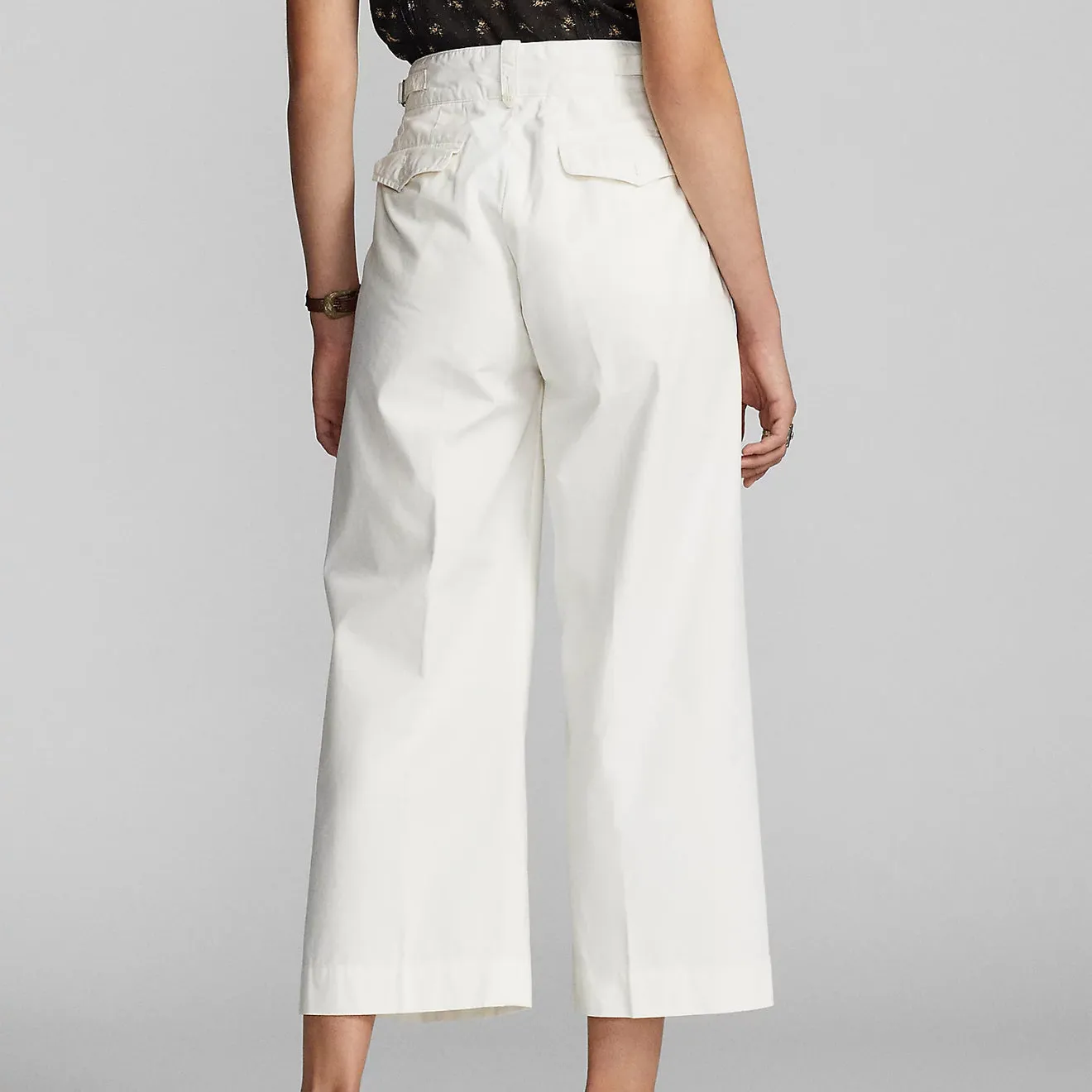RRL by Ralph Lauren Womens Cropped Poplin Wide-Leg Trouser White
