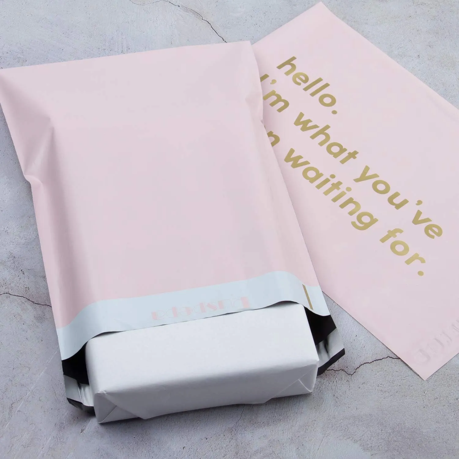 RUSPEPA Poly Mailer Shipping Bag with Self Sealing, Business Text Printed Design 2.3 Mil Heavy Duty Self Seal Mailing Envelopes, 100 Pack 10 x 13 inches, Pink