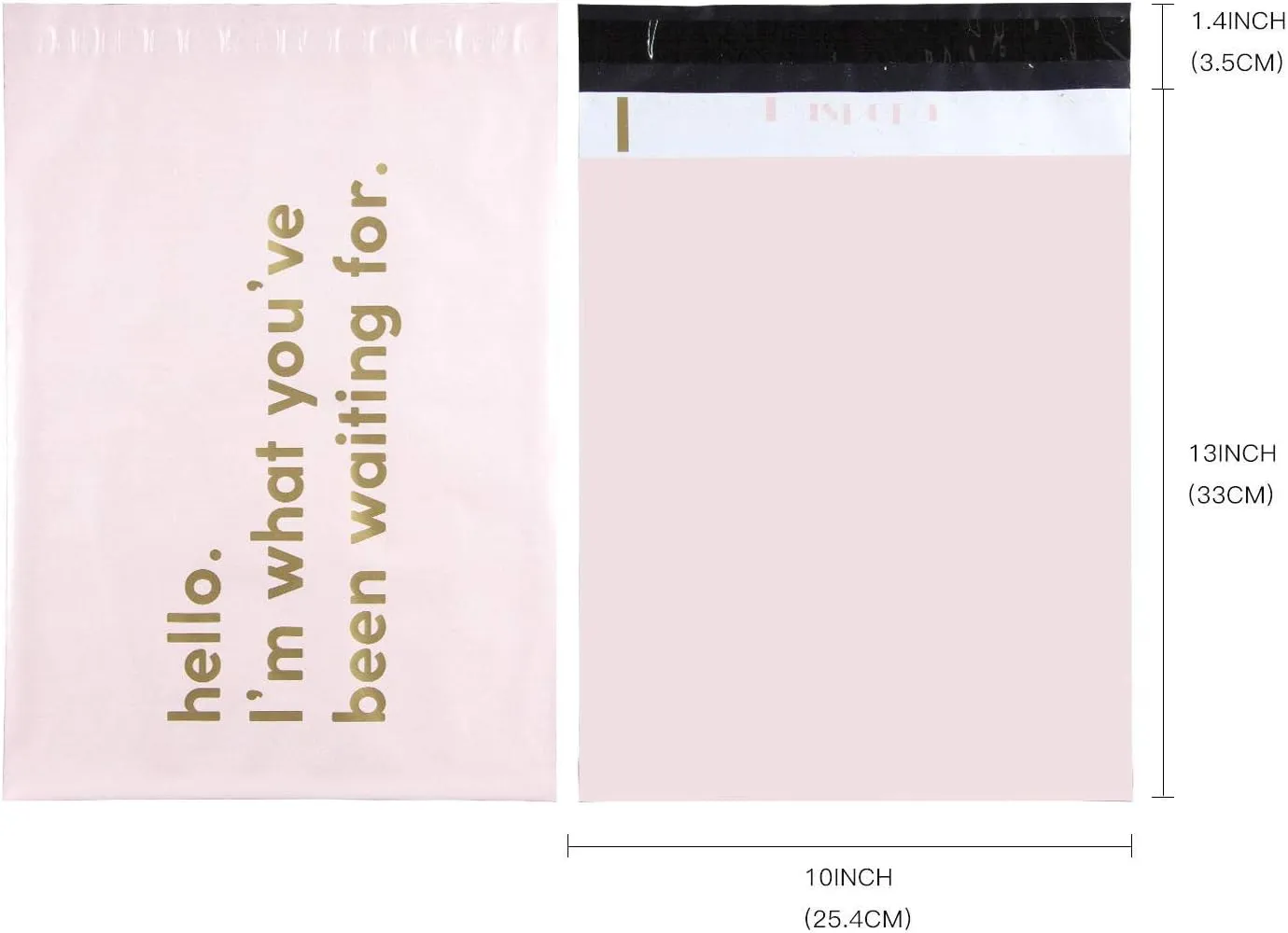 RUSPEPA Poly Mailer Shipping Bag with Self Sealing, Business Text Printed Design 2.3 Mil Heavy Duty Self Seal Mailing Envelopes, 100 Pack 10 x 13 inches, Pink