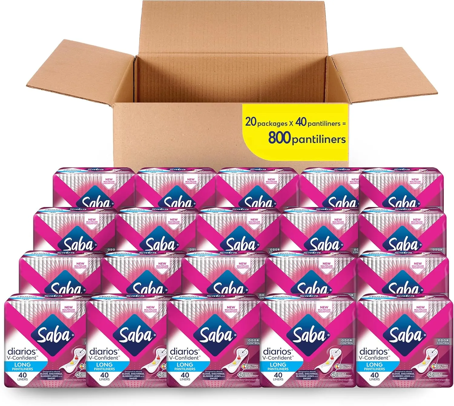 Saba V-Confident Long Liner 800 ct (20 Packs of 40 ct)