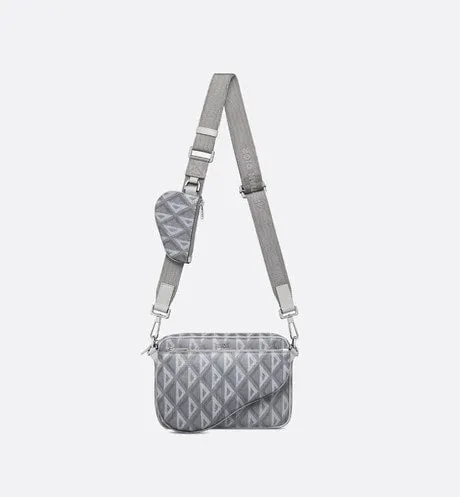 Saddle Triple Pouch • Dior Gray CD Diamond Canvas