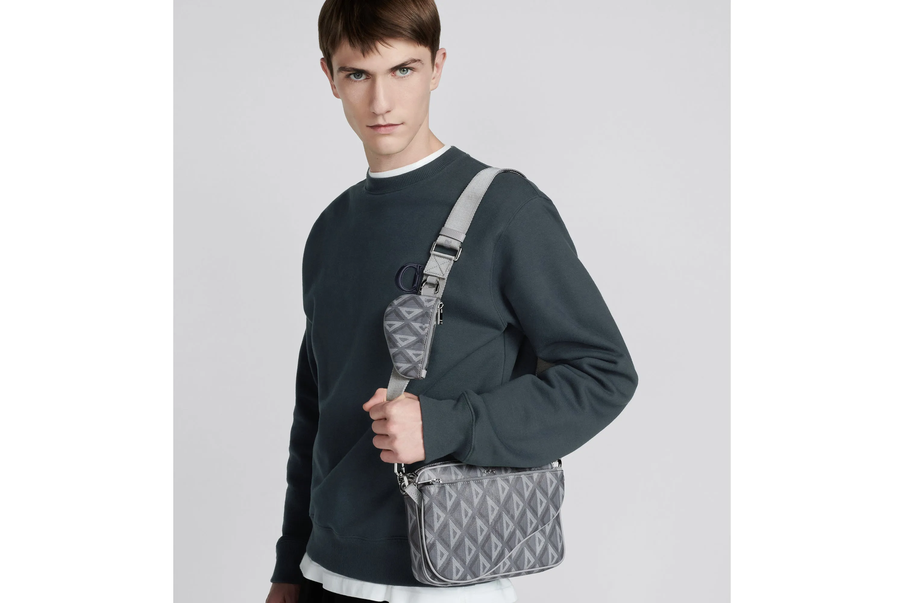 Saddle Triple Pouch • Dior Gray CD Diamond Canvas