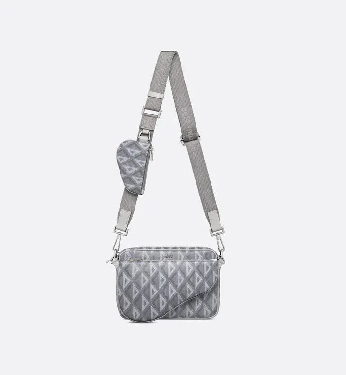 Saddle Triple Pouch • Dior Gray CD Diamond Canvas