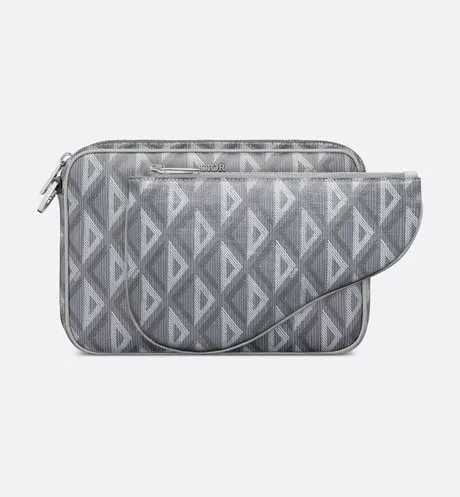Saddle Triple Pouch • Dior Gray CD Diamond Canvas