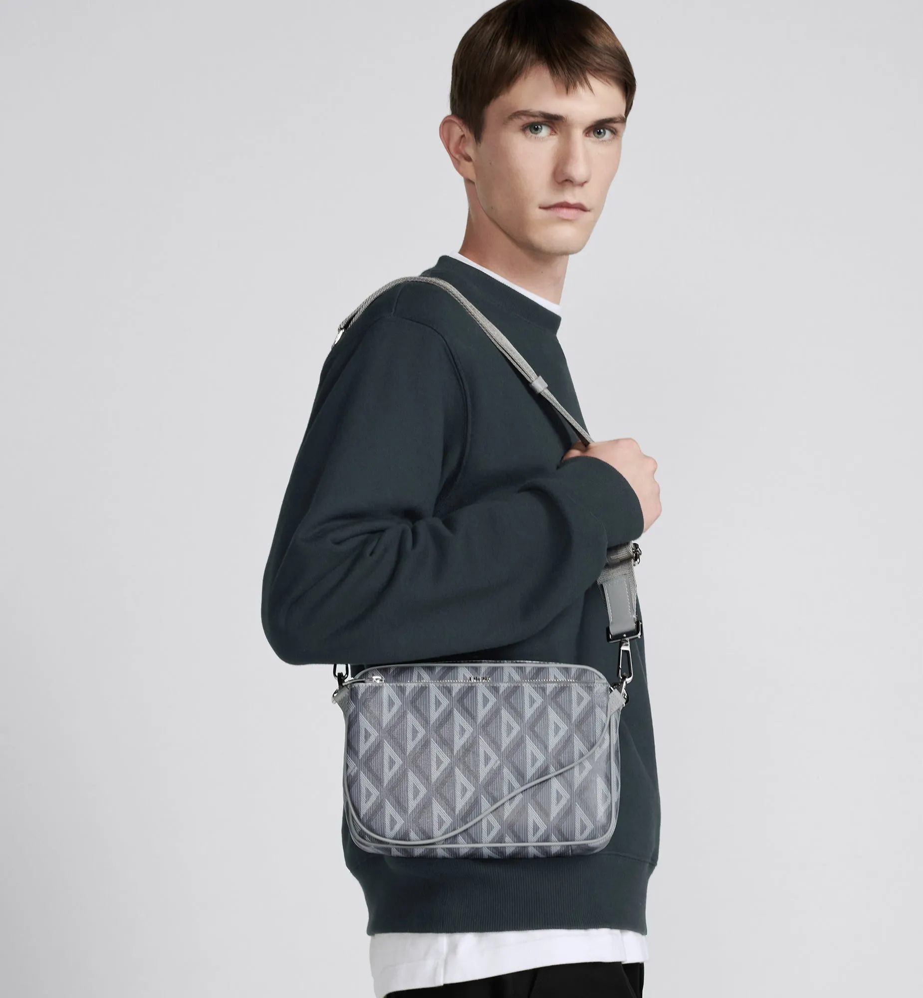 Saddle Triple Pouch • Dior Gray CD Diamond Canvas