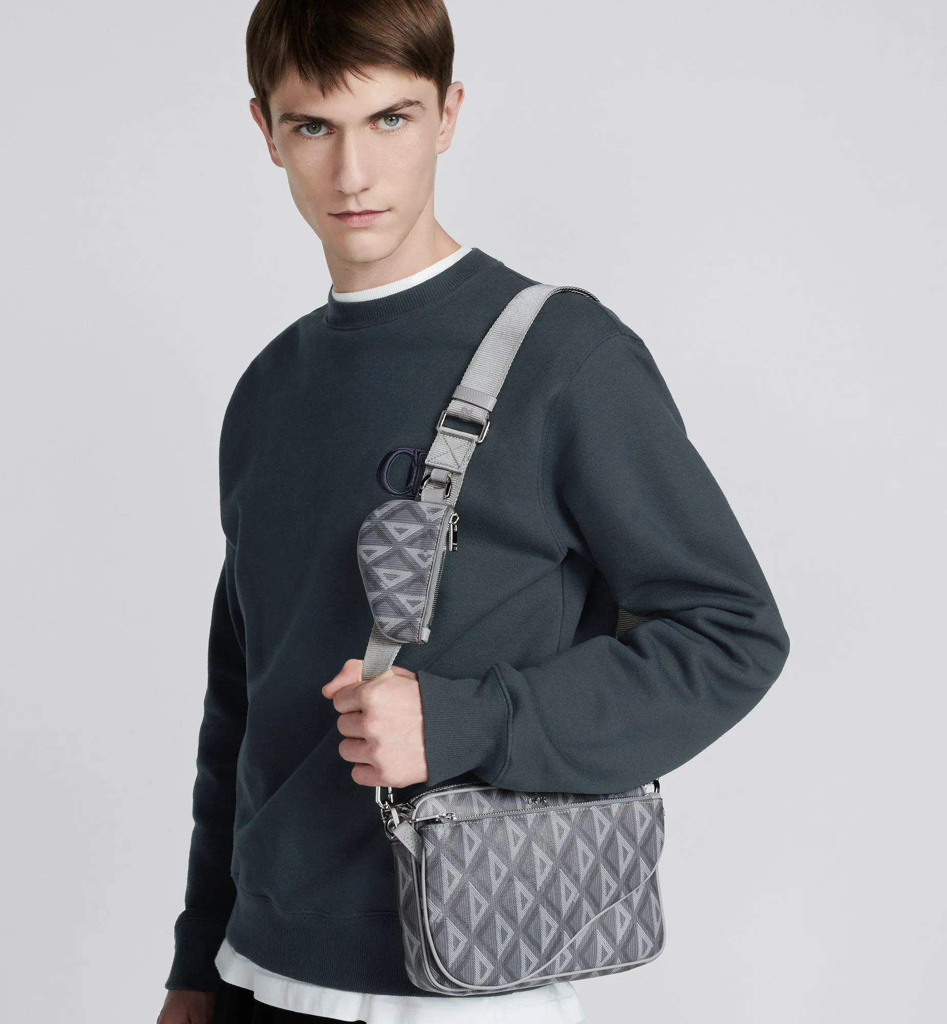 Saddle Triple Pouch • Dior Gray CD Diamond Canvas