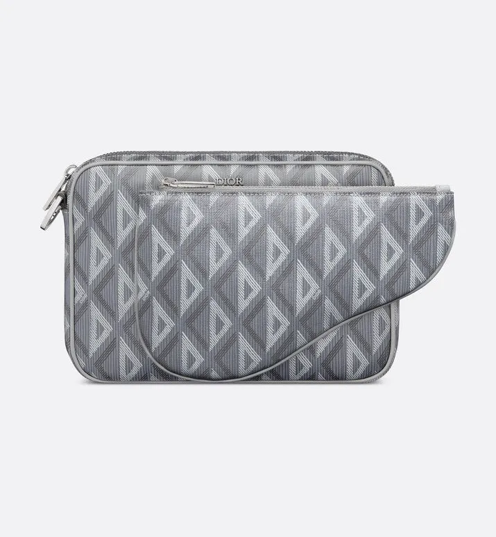 Saddle Triple Pouch • Dior Gray CD Diamond Canvas