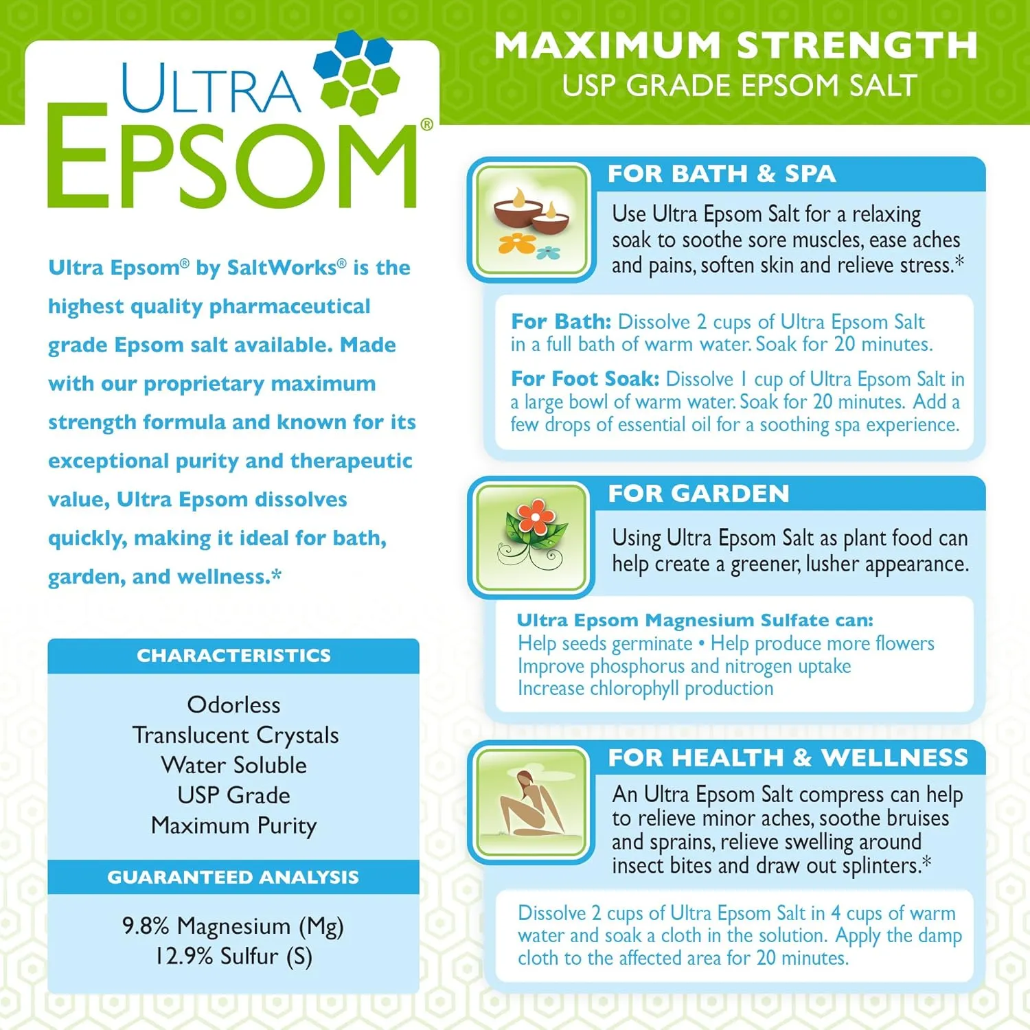 SaltWorks Ultra Epsom Premium Epsom Salt, Lavender Scented & Medium Unscented Bundle, 4 Pounds