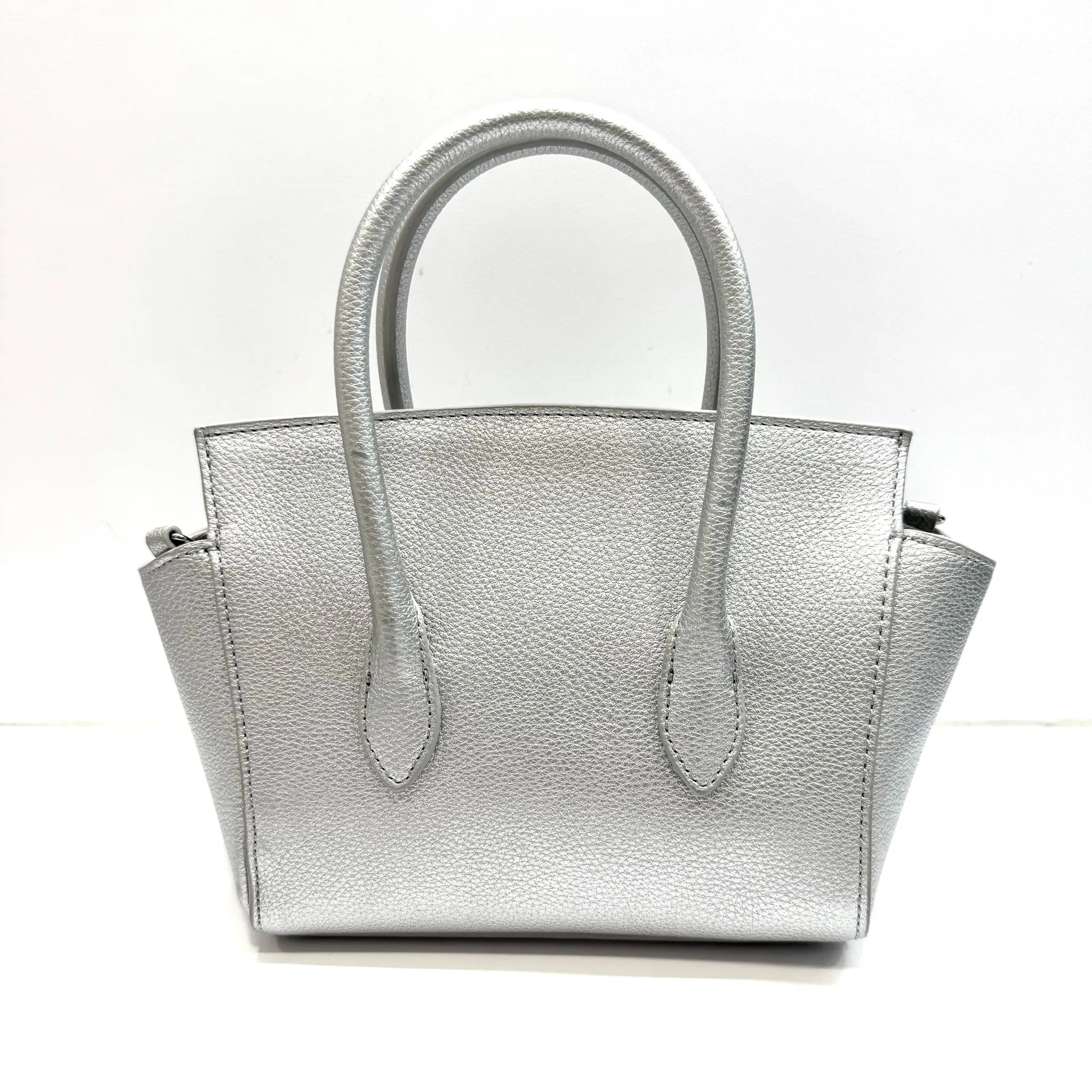 Samantha Thavasa Metallic Silver 2 Way Leather Bag