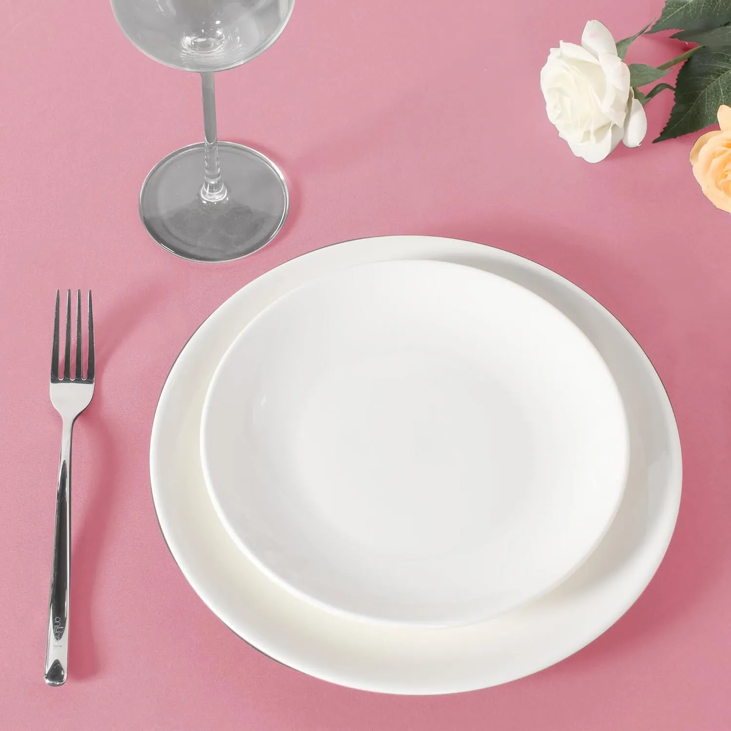 sancua Round Tablecloth 90 Inch Diameter, 8 Pack - Circle Polyester Fabric Table Cloth for Wedding Party Reception Banquet Birthday, Washable Formal Table Cover (Fit 30-72 Inch Tables), Pink