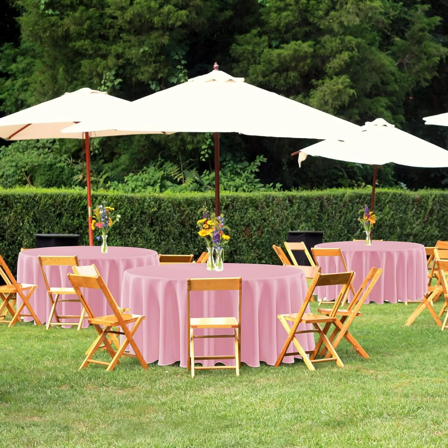 sancua Round Tablecloth 90 Inch Diameter, 8 Pack - Circle Polyester Fabric Table Cloth for Wedding Party Reception Banquet Birthday, Washable Formal Table Cover (Fit 30-72 Inch Tables), Pink