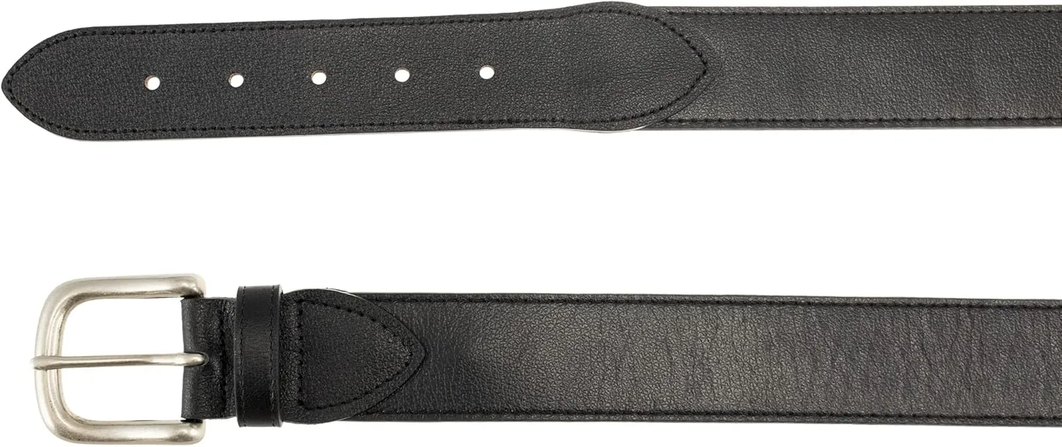 Sandpoint Leather Tab Money Belt with Extra Spacious Zipper Pocket (Black, 34)