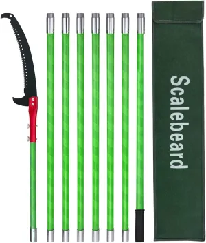 Scalebeard Manual Pole Saw,7.8-26 Ft Extendable Pole Saws for Tree Trimming with Sharp Steel Blade,Lightweight & High Strength Pole Pruner for High Reach Trimming,Palm Tree Maintenance(Bags Included)
