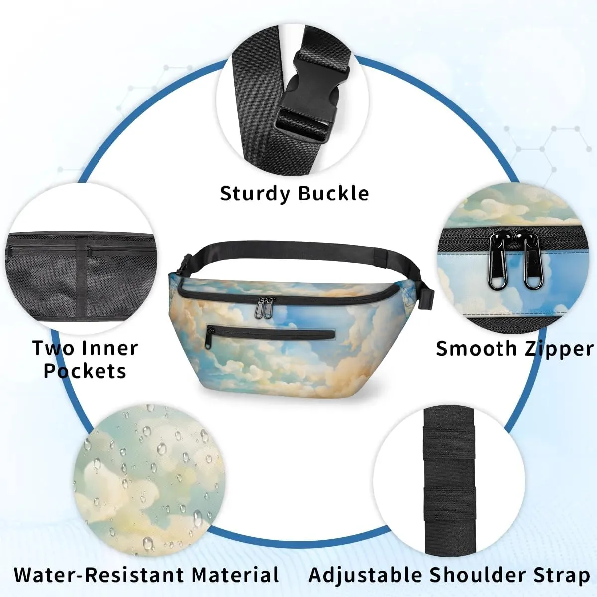 Sea Sky Sling Bag Crossbody Backpack Chest Daypack for Women Sport Travel Hiking Casual Bag Multipurpose Waist Pack With Zipper Closure Adjustable Strap Shoulder Bag